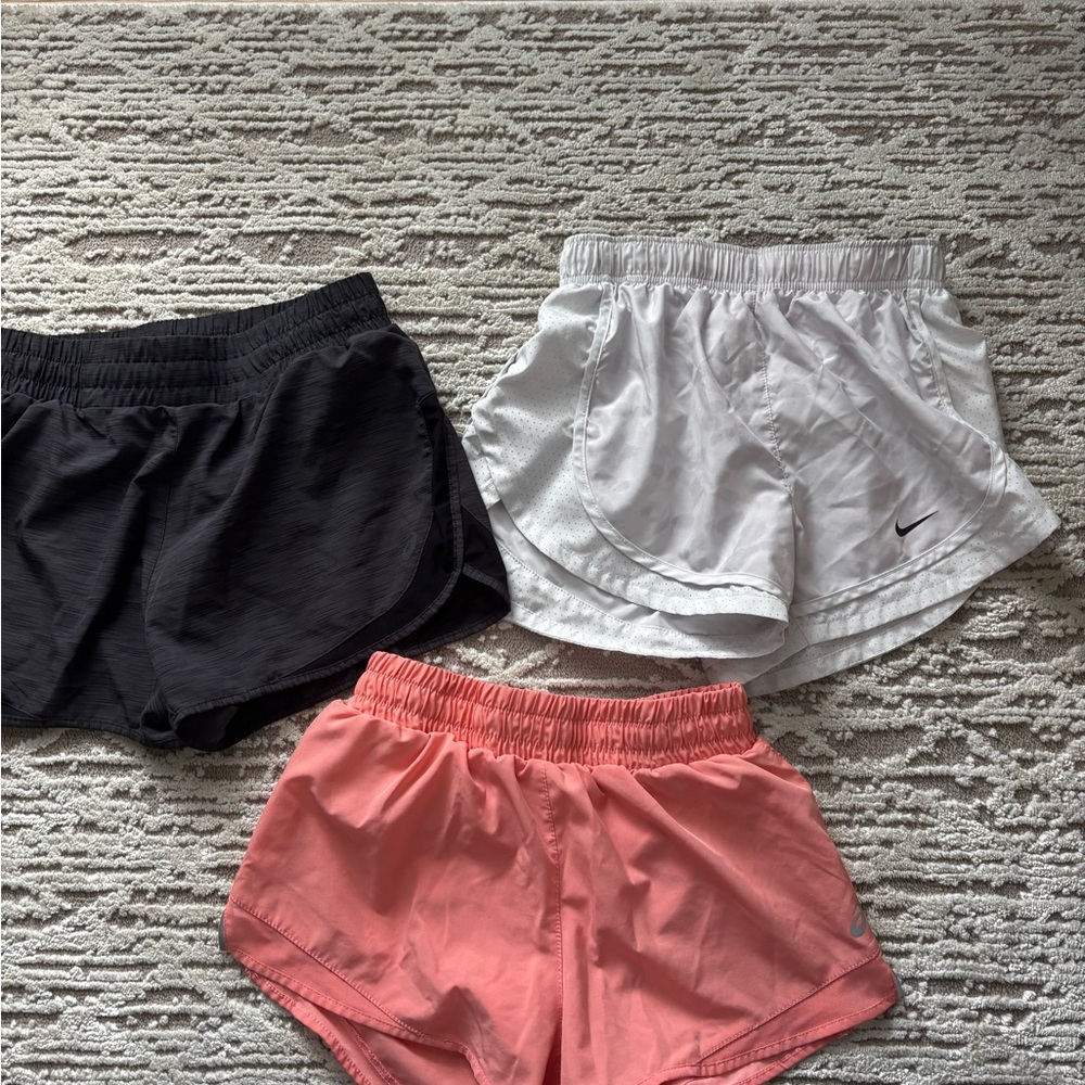 Women's Athletic Shorts Set - Black, White, Pink